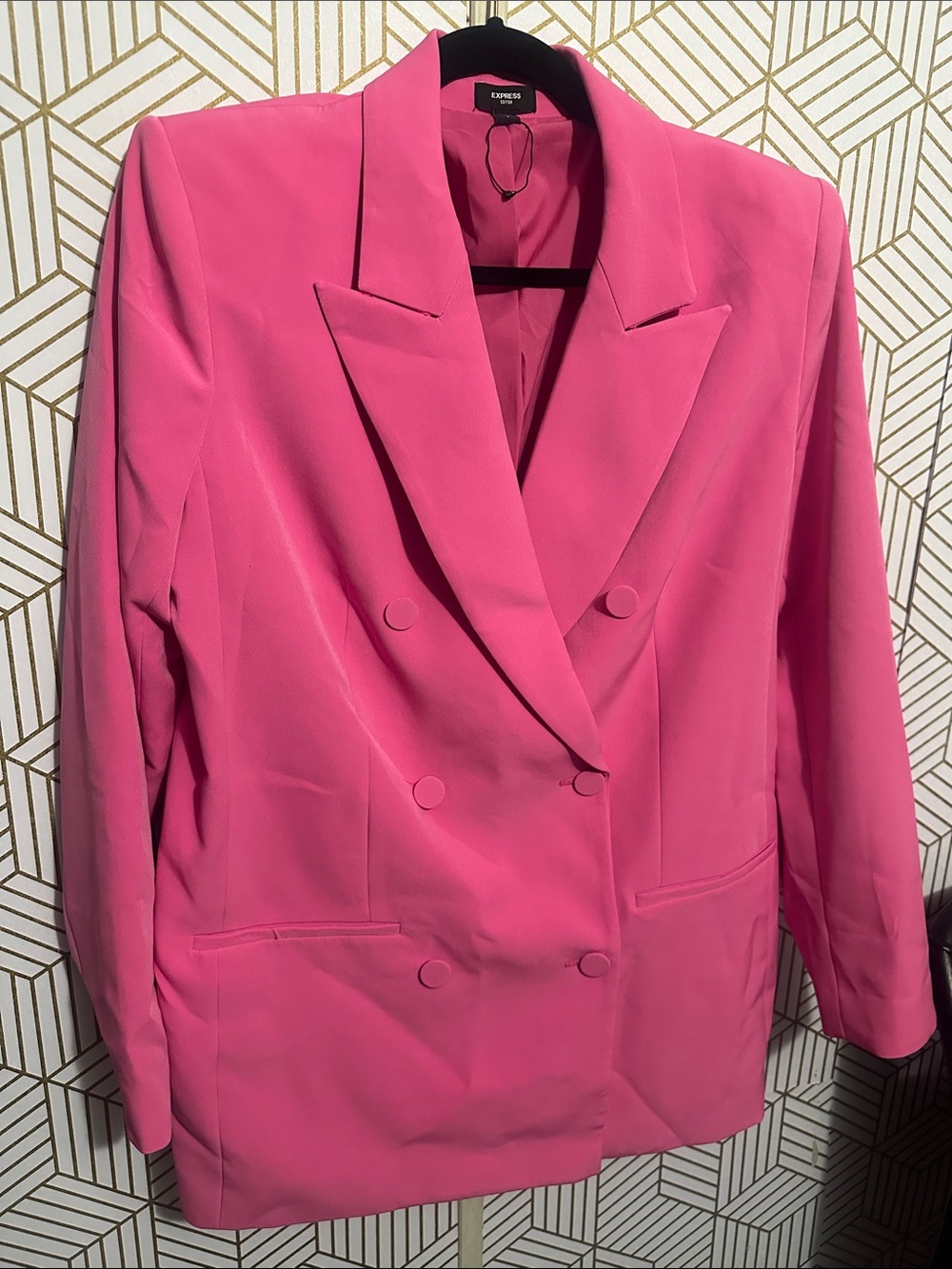 Express Hot Pink Double-Breasted Blazer